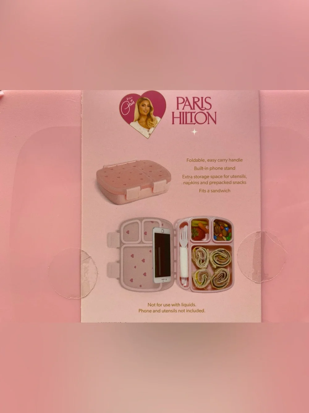 Paris Hilton ❤️ Bento style Lunch Box Pink Heart NWT